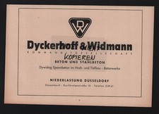 DÜSSELDORF, Werbung 1957, Dyckerhoff & Widmann KG Beton Stahlbau Dywidag Spannbe
