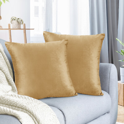 Throw Pillow Covers Set of 2 Sofa Decor Velvet Cushion Cases 7 Sizes 36 Colors!