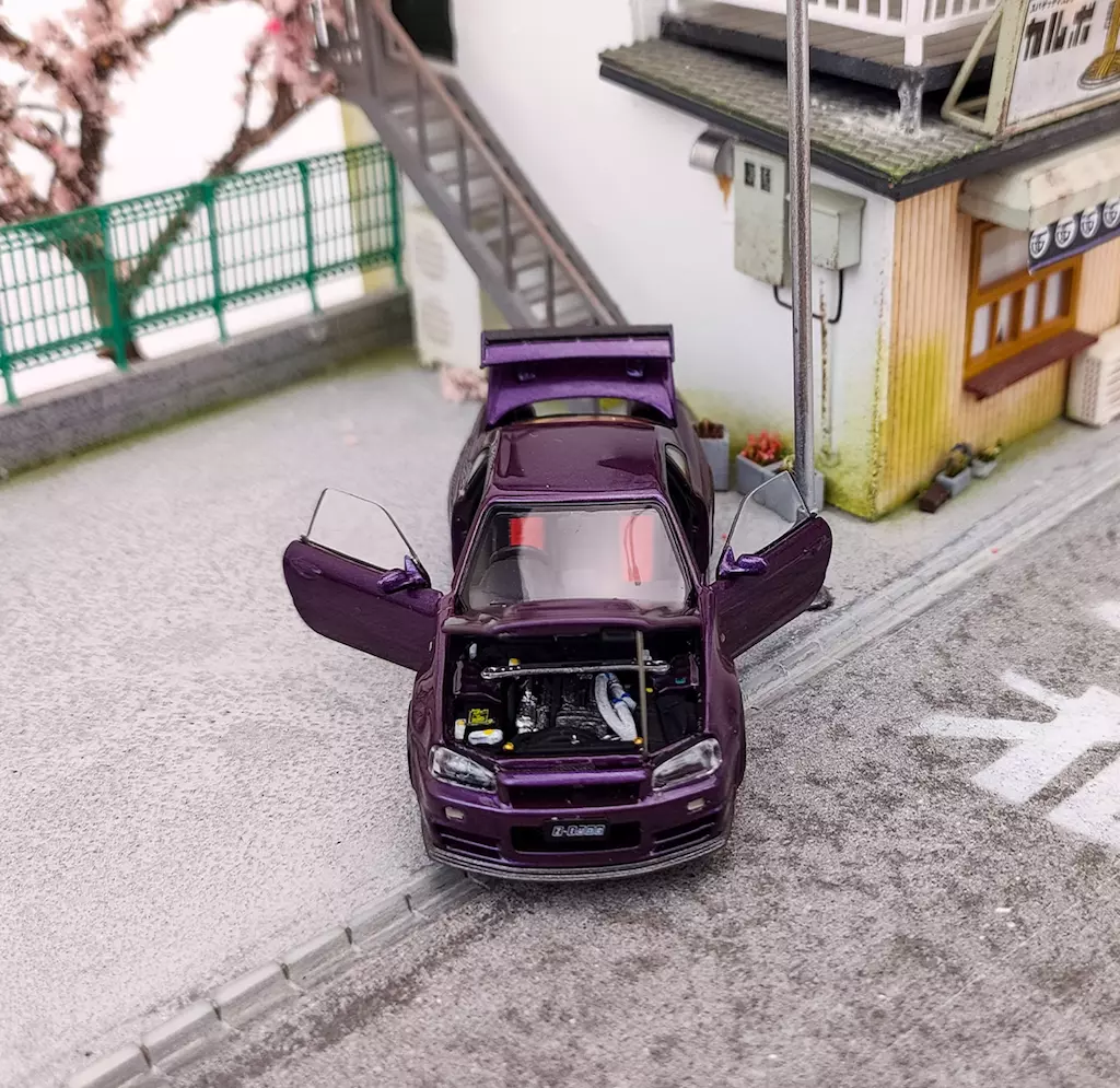GB PGM 1:64 Purple Skyline GTR R34 Z-tune Engine Sport Model
