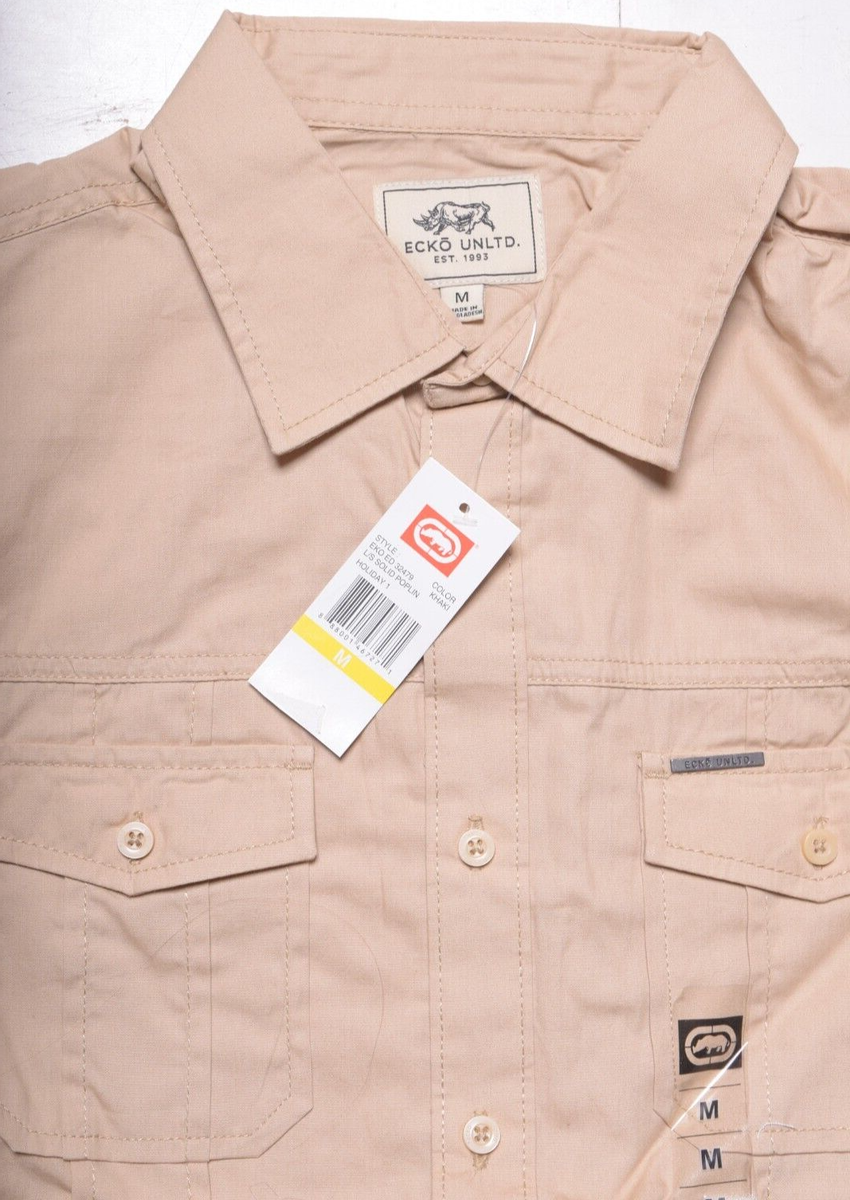 じゅん Ecko Unlimited Mens Beige Roll Up Sleeve Button Up Shirt Medium | eBay