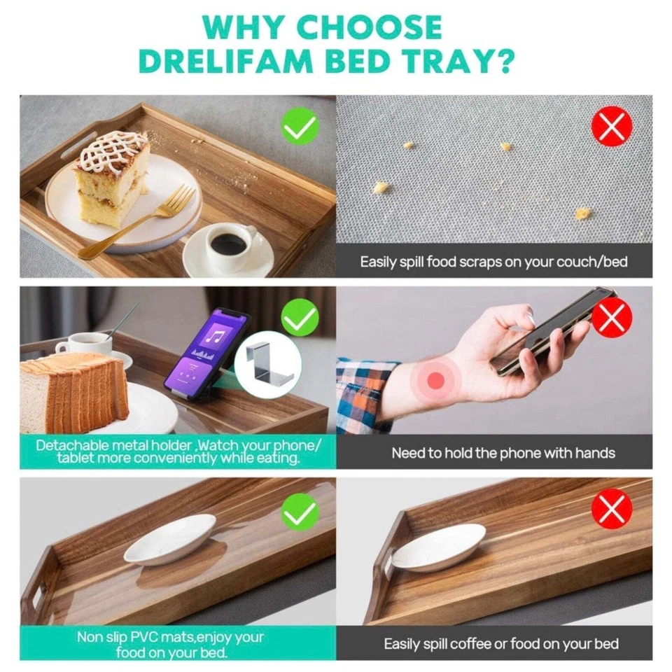 17" Acacia Wood Lap Desk with Detachable Cushion & Phone Holder - Image 3 of 4