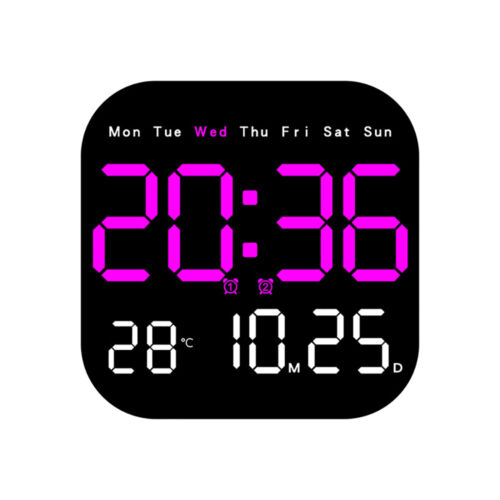 LED Digital Wall Clock Temperature Date Week Display Alarm Clock Remote Control - Picture 17 of 17