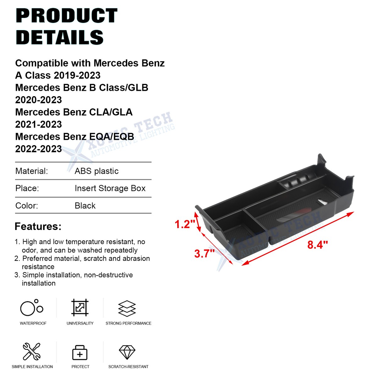 Center Console Armrest Storage Container Box For Mercedes-Benz CLA