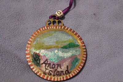 hand painted christmas tree Anon wood ornament