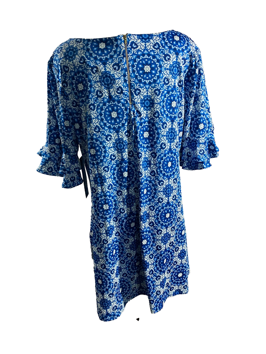 Always Indigo Dress NWT Womens 3X Blue White Shift Knee Length NEW BOHO |  eBay