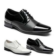 Men's Patent Vegan Leather Tuxedo Dress Shoes Formal Lightweight Oxfords