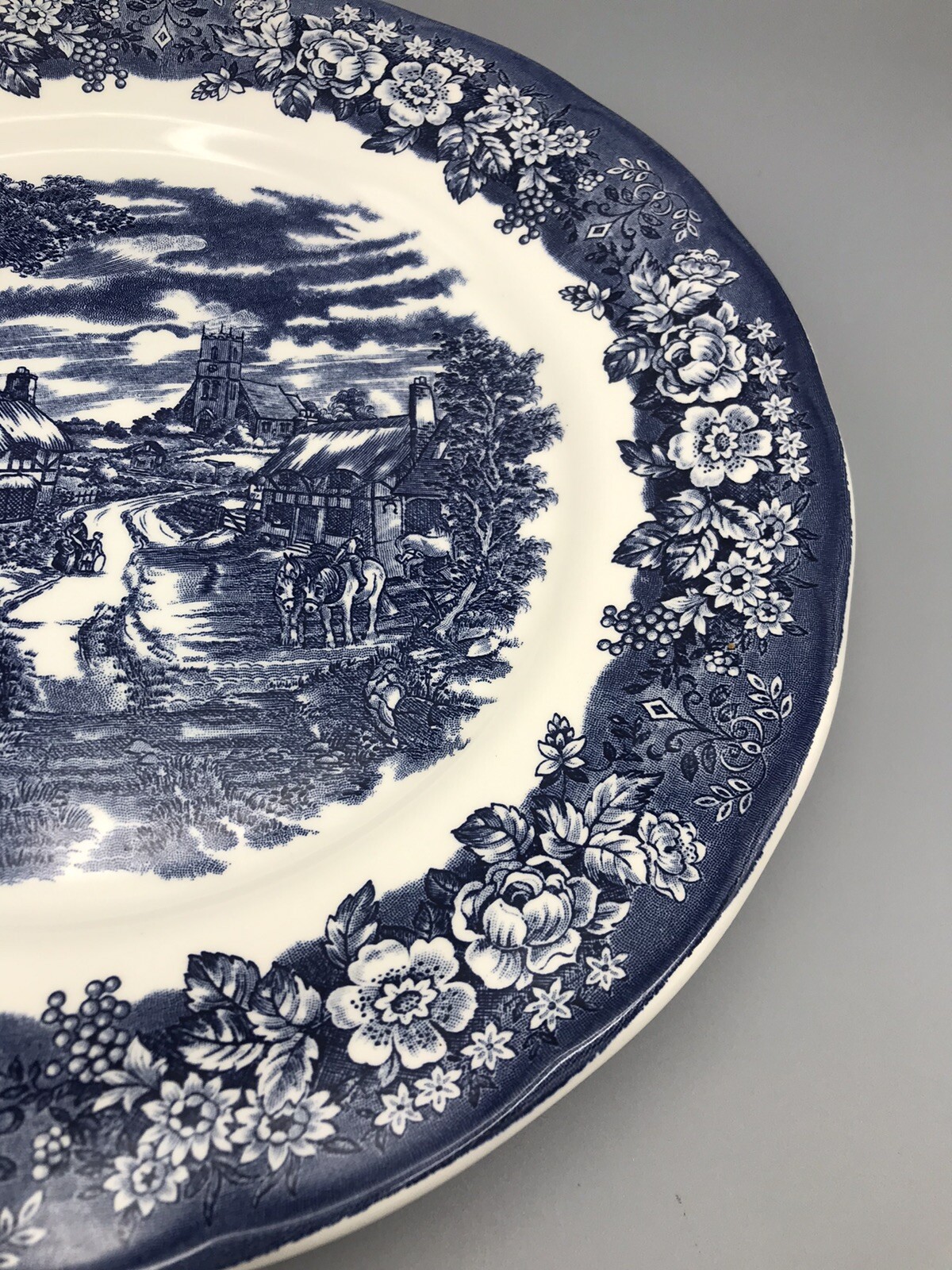 Ravensdale Pottery Blue Country Lane Cottage Horses Platter England eBay