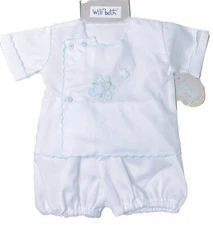 NWT Will'beth White Batiste Airplane Layette Diaper Set Newborn Baby Boys 0