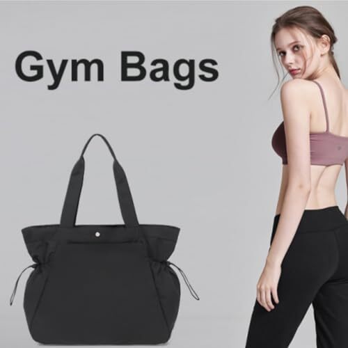 Tote Bag for Women Foldable Beach Gym Bags Side-Cinch Lightweight Shopper Sho... - Picture 4 of 9