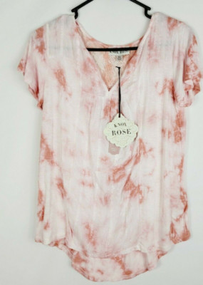 Women's Size XS Short Sleeve V-Neck Tie-Dye T-Shirt W Lace - Knox