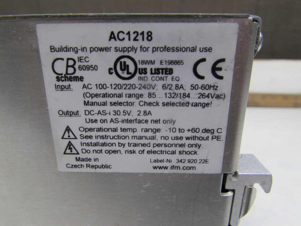 IFM AS-I AC1218 POWER SUPPLY 115/230VAC 6/2.8A INPUT, DC-AS-I 30.5V,MAKE OFFER! - Image 4 of 4
