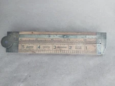  Vintage Lufkin No 372 Boxwood Brass Carpenters Folding Caliper Rule England 