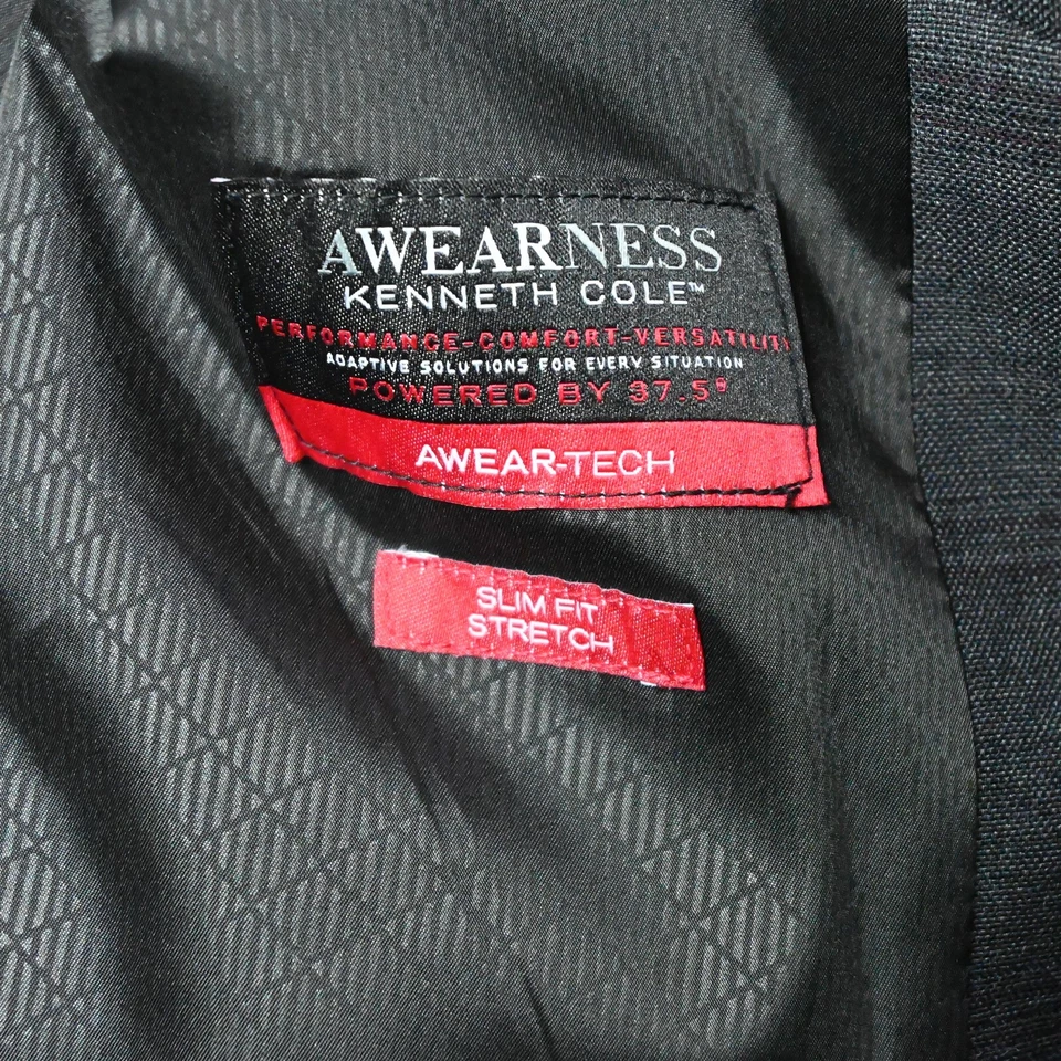 Kenneth Cole Awearness 40R Gray Plaid Wool Mens Blazer Suit Jacket Coat - Image 4 of 4