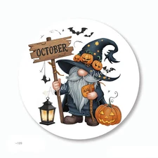 October Autumn Gnome Pumpkins Halloween Favors Scrapbook Stickers Envelope Seals