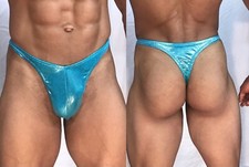 Tanga para hombre azul pacífico metálico con costura/bolsa delantera hecha a medida envío gratuito