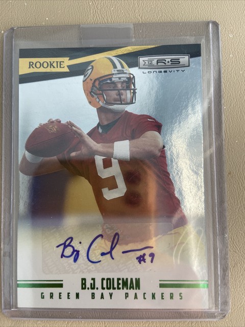 2012 Rookies & Stars Longevity B.J. Coleman RC Auto Emerald /99 #61