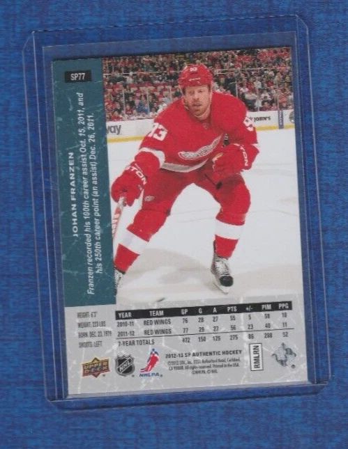 2012-13 SP Authentic Hockey 94'-95' Retro # SP77 Johan Franzen - Image 2 of 2