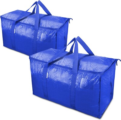 2 Pack Extra Large Moving Bags with Zippers & Carrying Handles, Heavy-Duty Stora