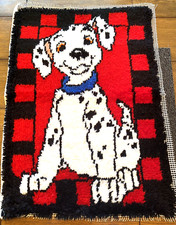 COMPLETED Hook Latch Rug Dalmation Disney Red Wall Hanging 30" x 20"