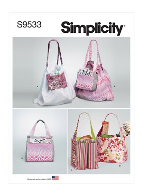SIMPLICITY 9533 EINKAUFSTASCHEN Einfachheit Schnittmuster Fähigkeit: DURCHSCHNITTLICH