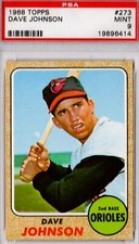 Davey Johnson, 1968, PSA 9, Baltimore Orioles, (3x) WS Champs, (4x) All-Star