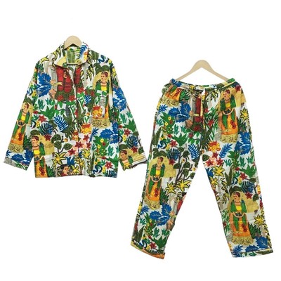 Beautiful Cotton Pajama Set, Night Wear Boho Top-Pajama set,  Sleepwear Dress