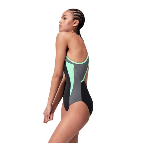 TRAJE DE BAÑO SPEEDO MUJER CUELLO ALTO. NEGRO ESTANTE BUSTO SOPORTE TRAJE DE BAÑO W24 - Imagen 7 de 9