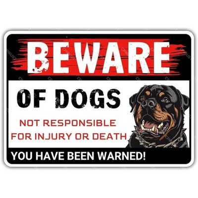 Heavy-Duty Rottweiler Dog Warning Tin Metal Signs Home Décor Beware of Dog with 