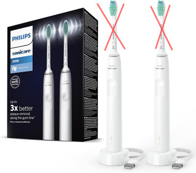SET MIT 2 STÜCK PHILIPS SONICARE 3100 ELEKTRISCHE SCHALLZAHNBÜRSTEN