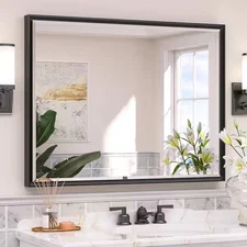40x30in Black Framed Wall Beveled Mirror Bathroom Vanity Mirror Over Sink