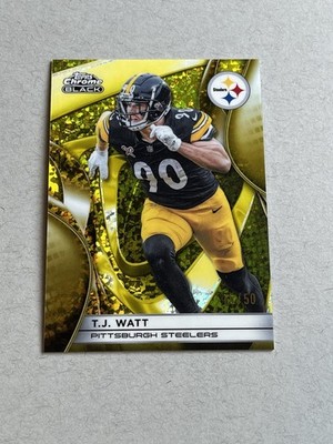 2025 Topps Chrome Black, T.J. Watt, Gold Mini Diamond 15/50