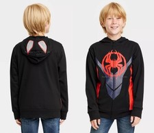 Spiderman Boys Size 4-16 XL Hoodie Jacket Costume Marvel Mask Miles Morales Kids