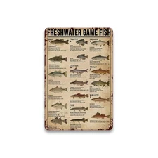 LIZATIC Metal Fishing Decor Wall Art - Freshwater Game Fish Sign,