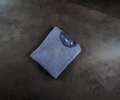 Chaps Pullover Rundhals Strukturstrick blau - Größe XL