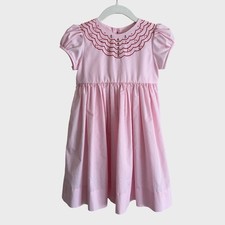 The Proper Peony London Scallop Pink Dress TPP Embroidered Rose Girls 4YRS 4