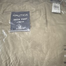 Nautica Mens Deck Pants 58w X 30l Classic Fit Stretch Khaki Big Tall New Nautica Mens Deck Pants 58w X 30l Classic Fit Stretch Khaki Big Tall New