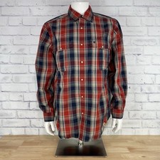 Carhartt Shirt Men's Medium Pearl Snap Plaid Button Up Red Relaxed Fit L/S