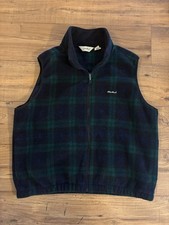 Vintage 90  s Eddie Bauer Fleece Vest EBTEK Shadow Plaid Logo - Men  s Large