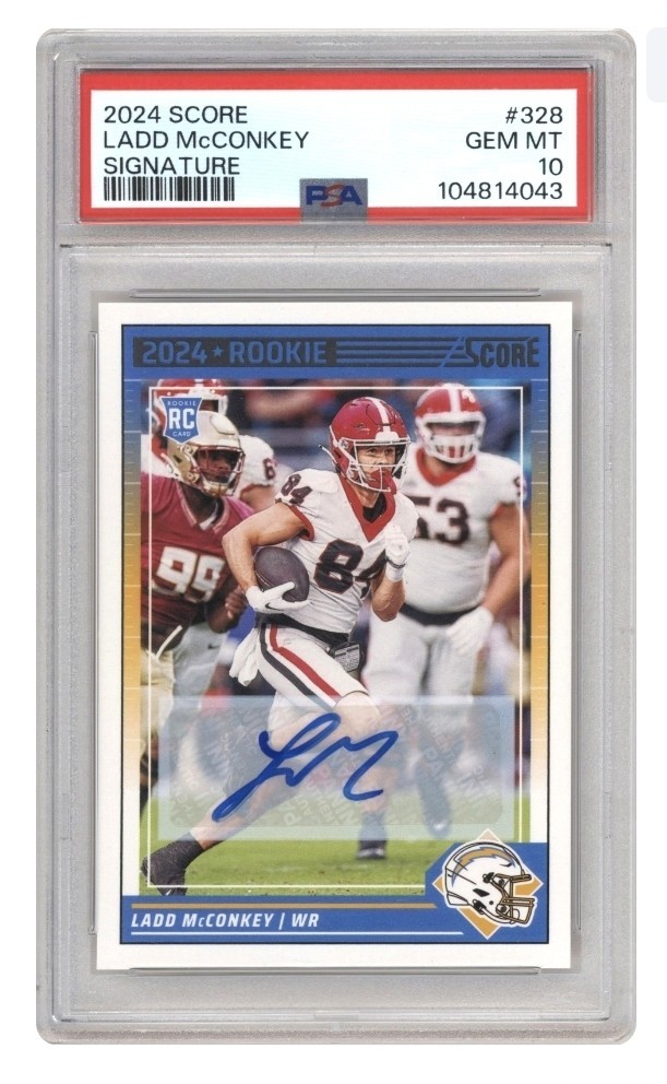 Ladd McConkey Autographed Signed Los Angeles Chargers 2024 Score Football LA Chargers Auto #328 PSA 10 GEM MT 
