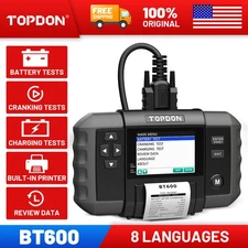 TOPDON BT600 Car Truck 12V 24V Digital Battery Tester With Printer 100-2000 CCA 