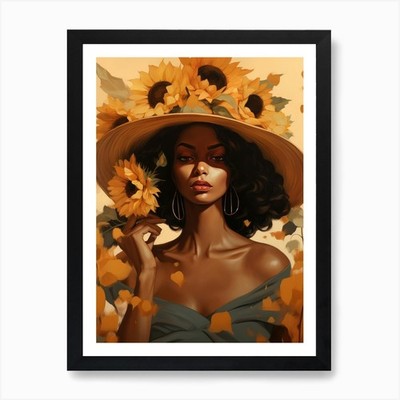 Sonnenblumenmädchen 1 Kunstdruck gerahmt Wandbild Poster Leinwanddruck Bild