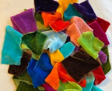 Indian Silk Velvet Scraps Boho Fabric Swatches Velvet Square Remnants Fabrics