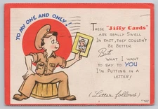WWII Jiffy Card "To My One and Only" Camp Crowder Missouri 1943 Postcard