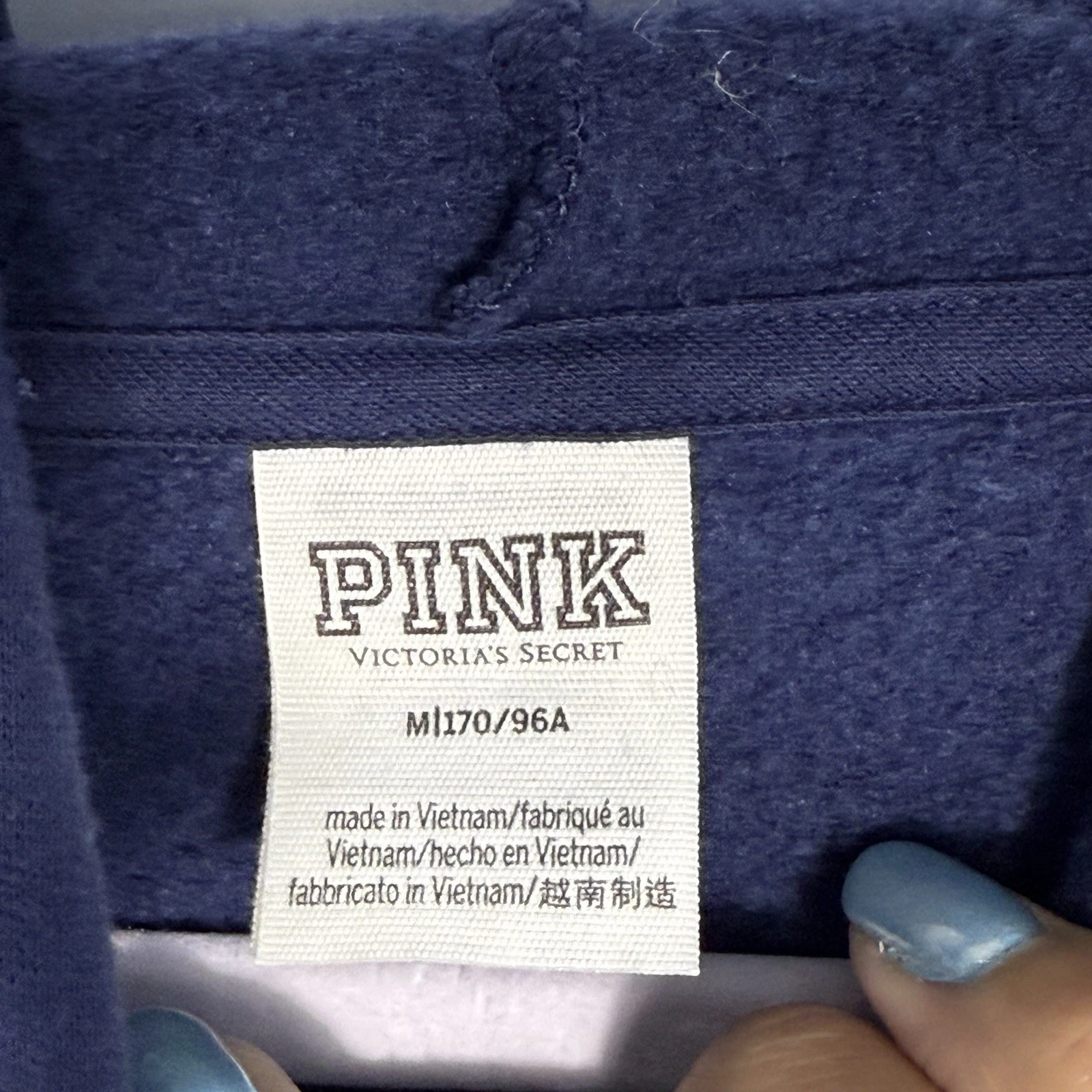 UNDERCOVER Felpa con cappuccio ROSA Victoria's Secret cropped donna M blu navy pile tutti i giorni casual comoda