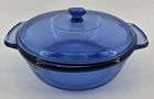 Vintage Anchor Hocking 2Qt/2L #25 Cobalt Blue Glass Casserole Dish w/ Lid 9"