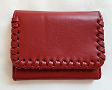 Jen  Co. Logan Vegan Whipstitch Wallet Merlot 3.5"x4.5"
