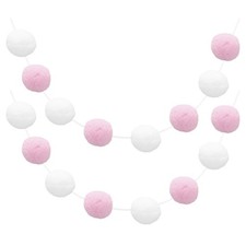 2pcs Pom Pom Garland 6.6 Ft 30 Balls for Crafts Decor Pink, White 