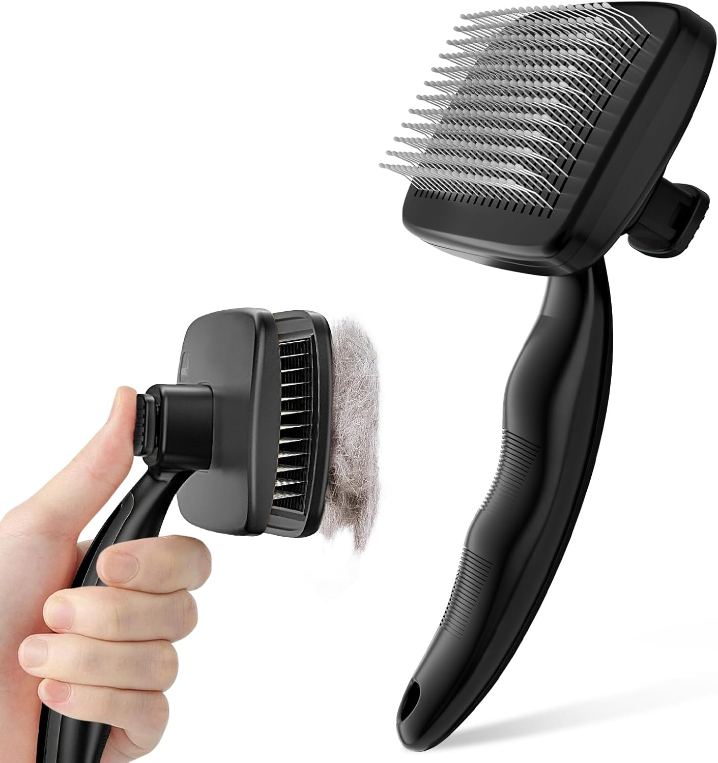 Self-Cleaning Slicker Brush for Dogs and Cats - Rounded Pins Pet Hair Grooming C