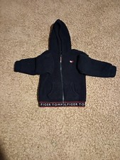 Dark Blue Girls Flee Zip Up Jacket With Hood Size Medium