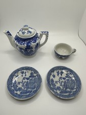Vintage Made in Occupied Japan Blue Willow Child  s Tea Set 4Pc